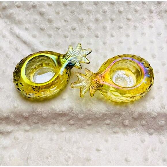 Yankee Candle Iridescent Glass Pineapple Tealight Candle Holders (2)-NEW - Picture 3 of 6